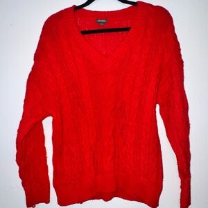 V-Neck Red Knit Sweater